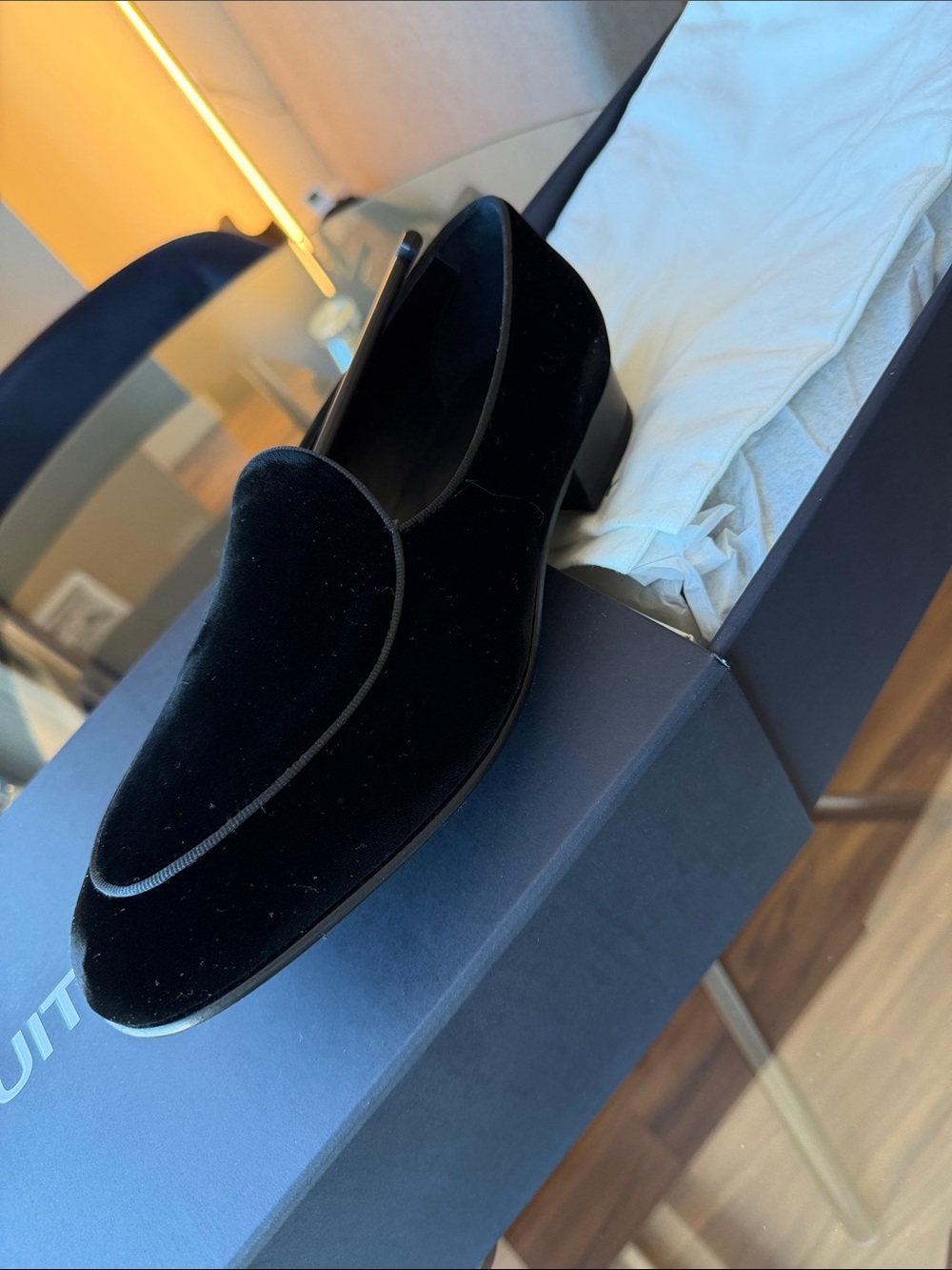 Suitsupply Black Velvet Slip-On Loafers